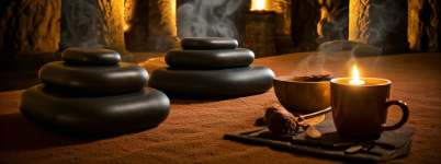 Hot stone massage ready to go for relaxing.